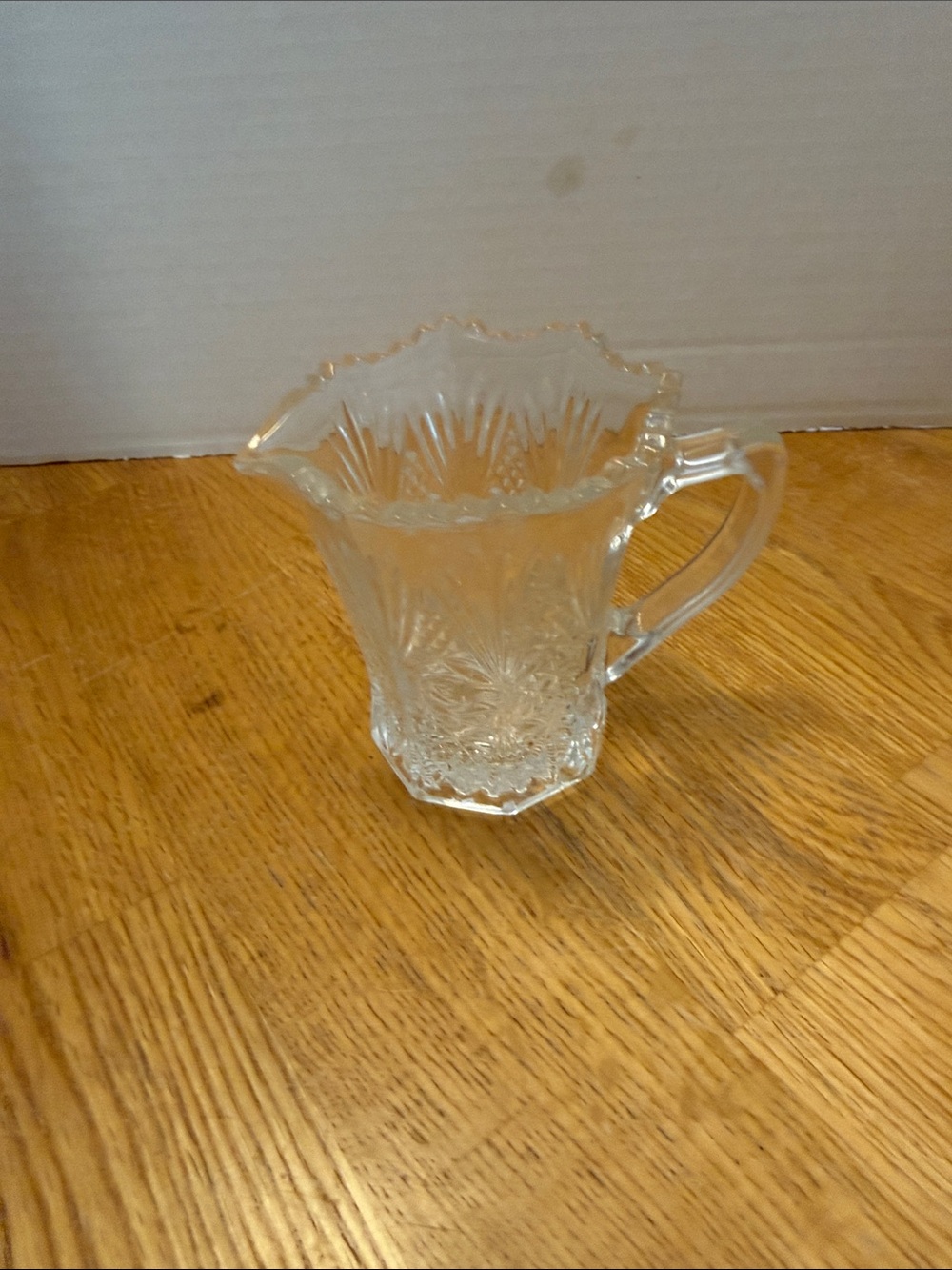 Clear Glass Creamer Pitcher with Cut Pattern - Unbranded